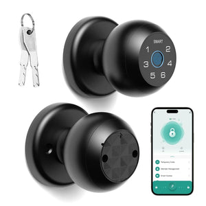 Ball-Shaped Smart Lock Fingerprint, App-Controlled, Passcode, and Electronic Touchscreen Keypad Door Lock Smart Handle