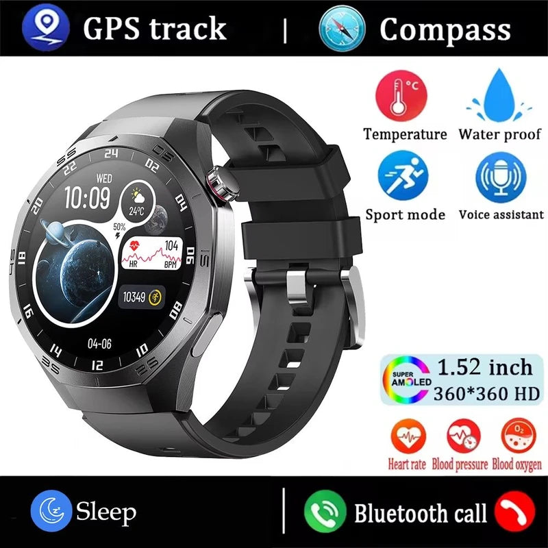 Smart Watch for Men – AMOLED Display, GPS, Bluetooth Calling & Waterproof Fitness Tracker